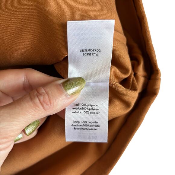 WeWoreWhat Fringe Western Faux Suede Jacket Acorn Brown and Black Medium NWT - Picture 7 of 10